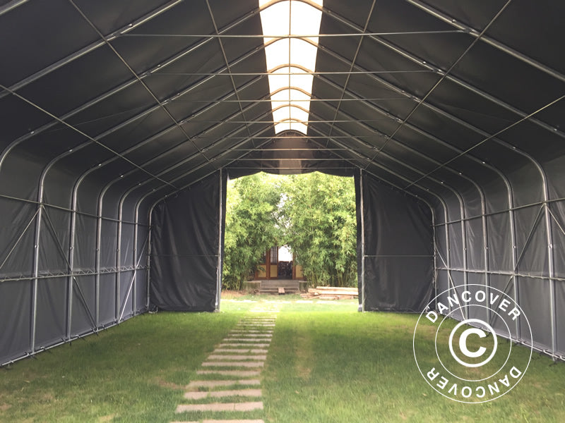 Lagertelt PRO 8x12x5,2m PVC m/ovenlys, Grå