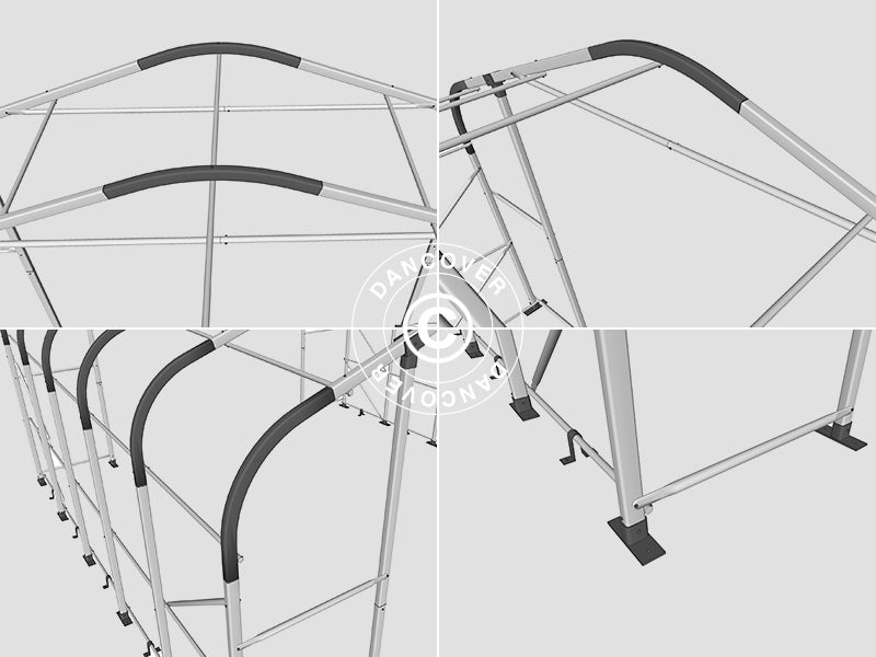 Lagertelt PRO 8x12x5,2m PVC m/ovenlys, Grå