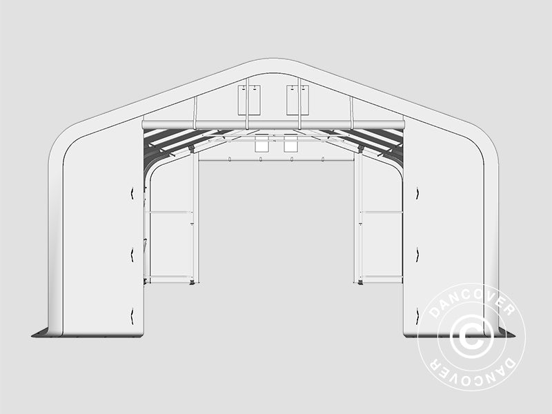 Lagertelt PRO 8x12x5,2m PVC m/ovenlys, Grøn