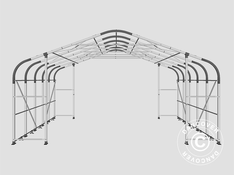 Lagertelt PRO 7x7x3,8m PVC m/ovenlys, Grå
