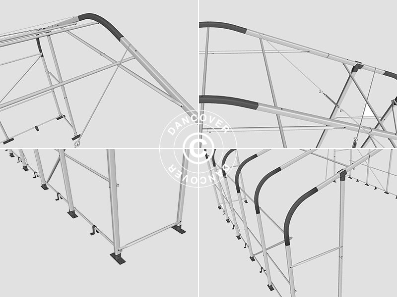 Lagertelt PRO 7x14x3,8m PVC m/ovenlys, Grå