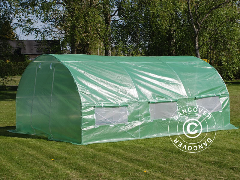 Polytunnel Drivhus 3x4,5x2m, 13,5m², Grøn