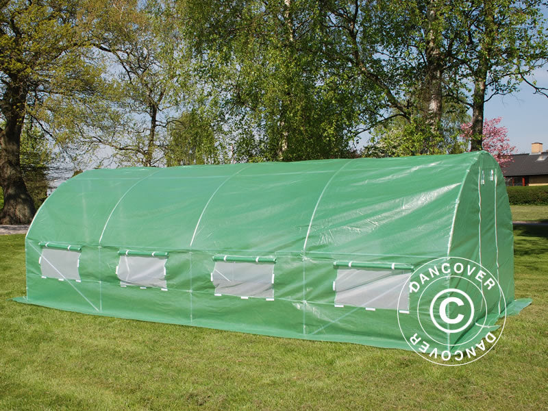 Polytunnel Drivhus 3x6x2m, 18m², Grøn