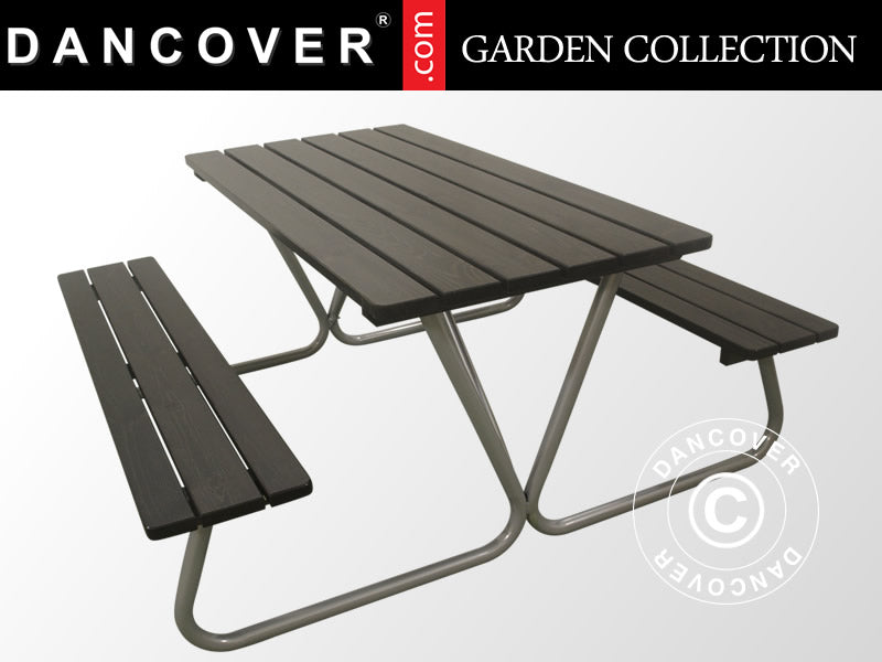 Bord/bænkesæt, 1,75x1,60m, Sort