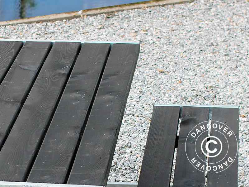 Bord/bænkesæt, 1,85x1,8x0,72m, Sort