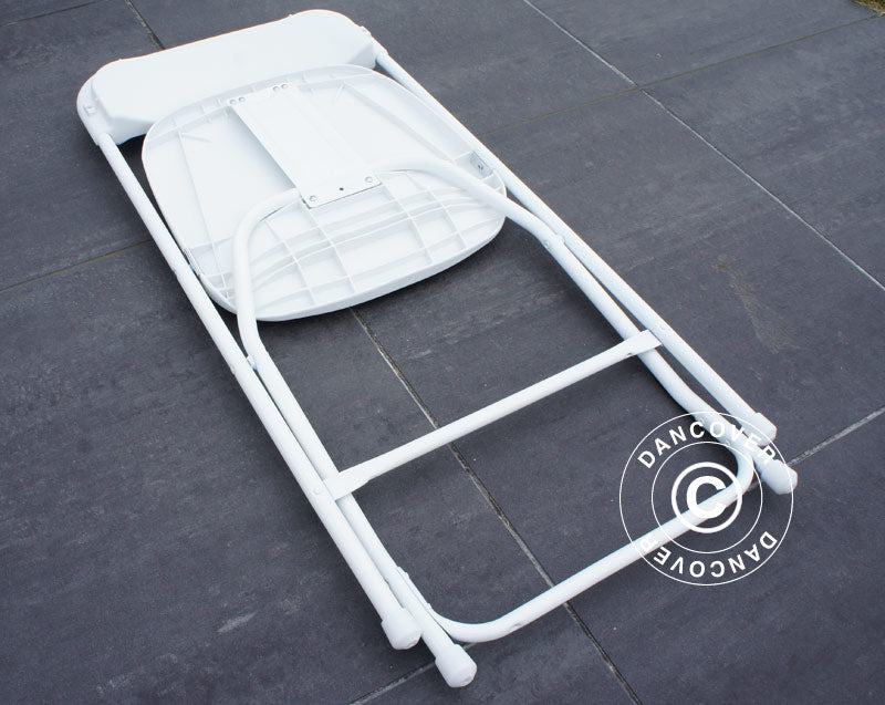 Rundt klapbord 154 cm Ø + 8 stole, Lysegrå/Hvid