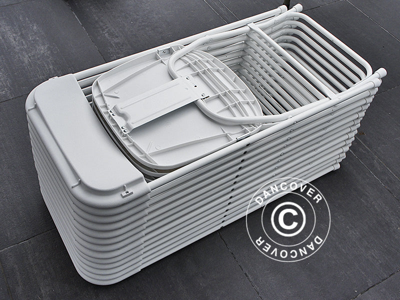 Festpakke, 1 klapbord (240cm) + 8 stole, Lysegrå/Hvid