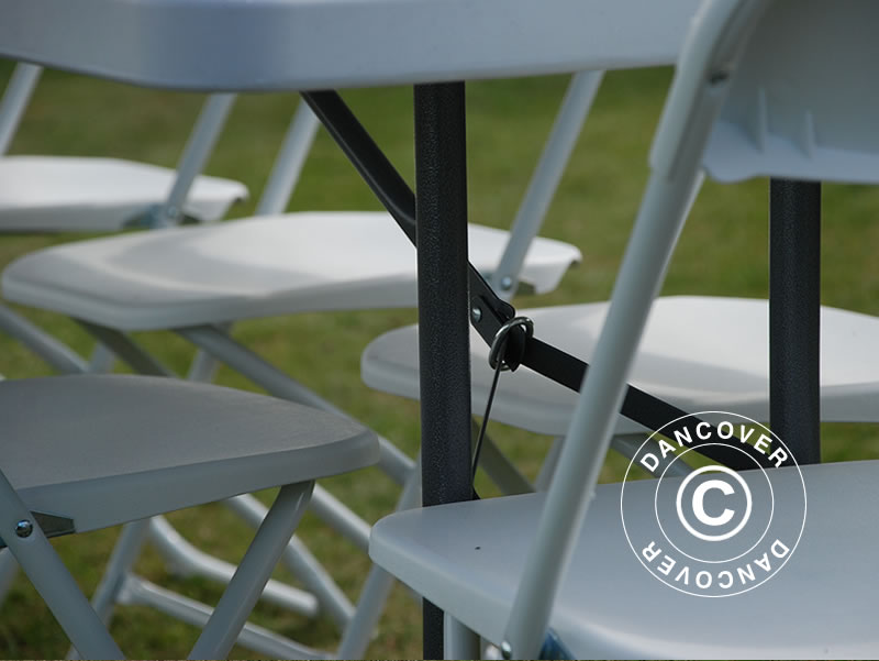 Festpakke, 1 klapbord (240cm) + 8 stole, Lysegrå/Hvid