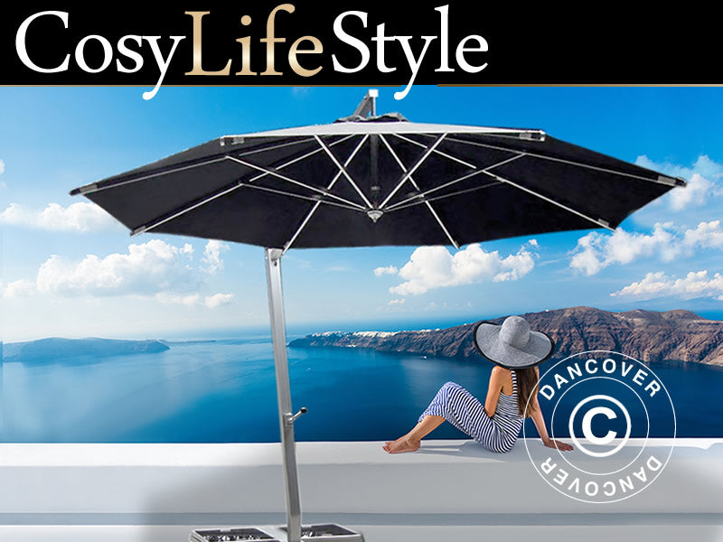 Hængeparasol Bahamas, Ø4m, Sort