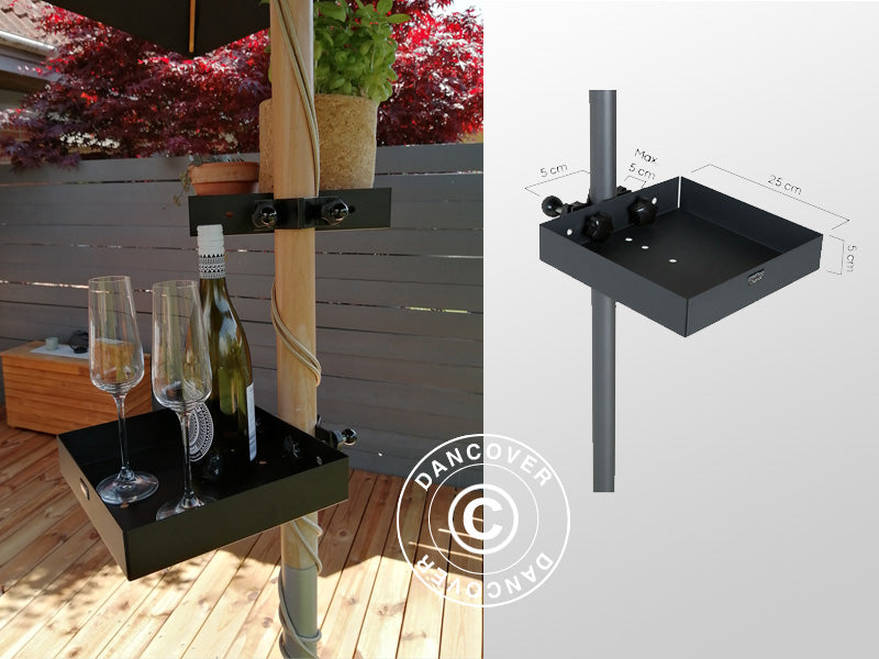 Parasolbord, 25x25cm, Sort, 1 stk.