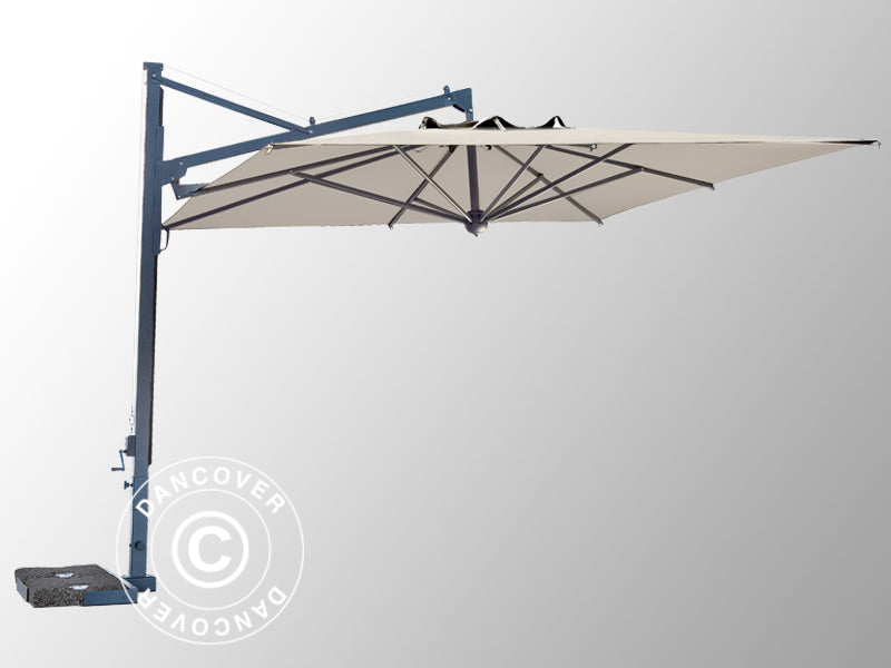 Hængeparasol Galileo Dark, 3,5x3,5m, Natur