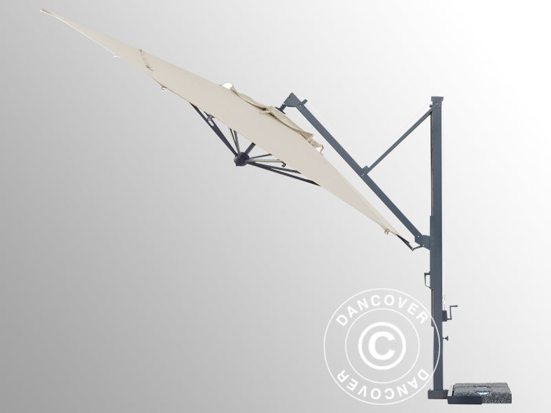 Hængeparasol Galileo Dark, 3,5x3,5m, Natur