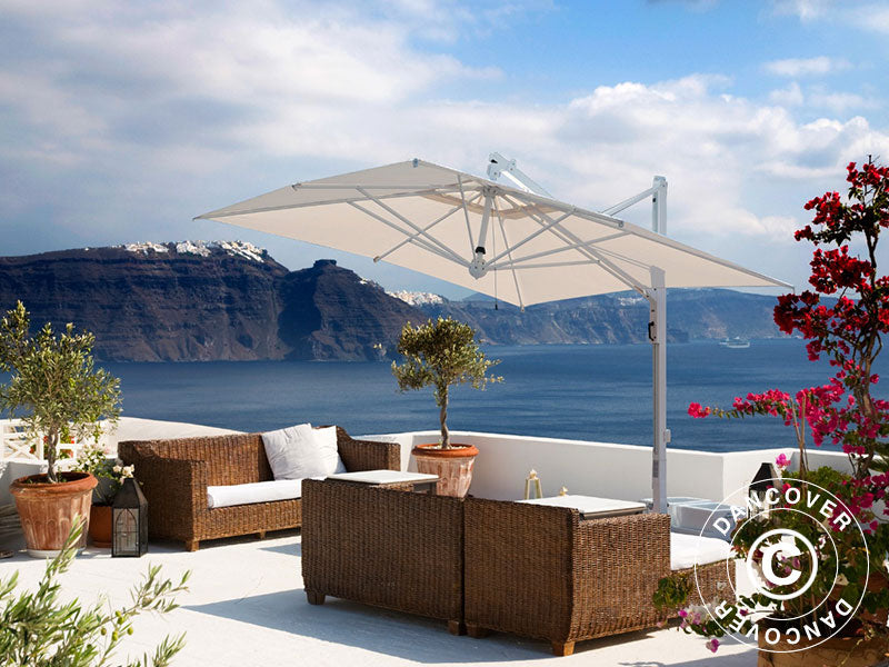 Hængeparasol Galileo White, 3,5x3,5m, Natur