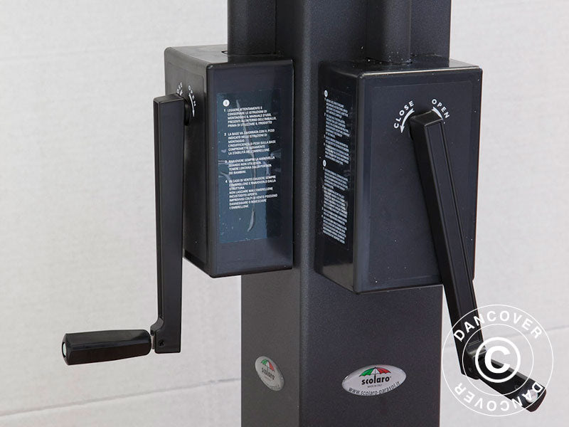 Hængeparasol Alu Double med frise, 3x6m, Natur