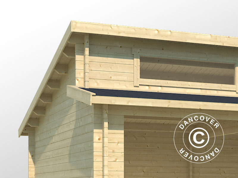 Dobbeltgarage, carport i træ Vaasa, 7,8x5,2x3,21m, 44mm, Natur