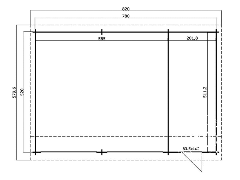 Dobbeltgarage, carport i træ Vaasa, 7,8x5,2x3,21m, 44mm, Lysegrå
