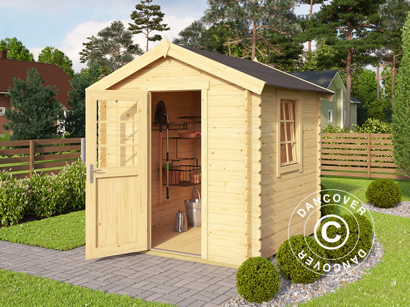 Redskabsskur i træ Lyon 2x2x2,34m, 28mm, 3,78m², Natur