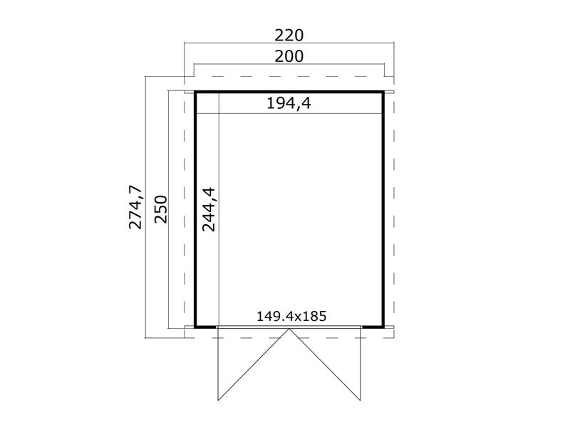 Redskabsskur i træ Torrent 2x2,5x2,11m, 28mm, 4,75m², Natur