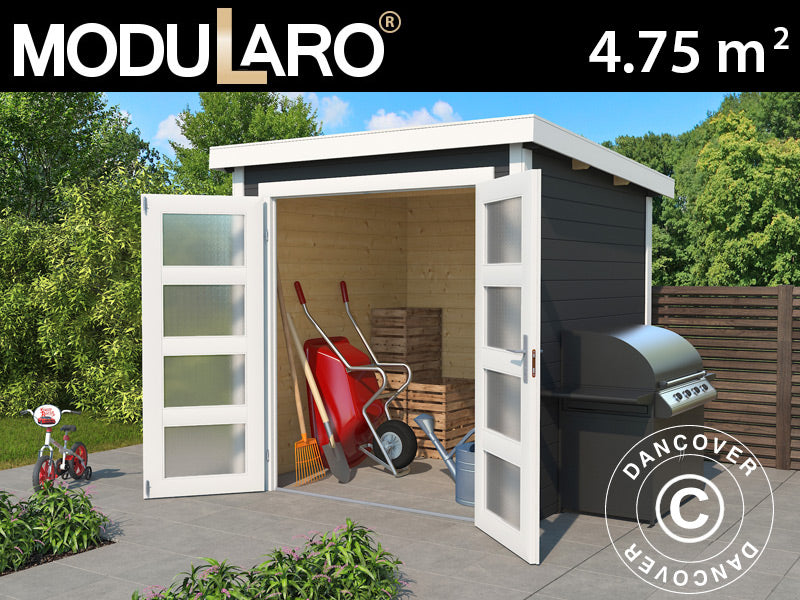 Redskabsskur i træ Torrent 2x2,5x2,11m, 28mm, 4,75m², Mørkegrå