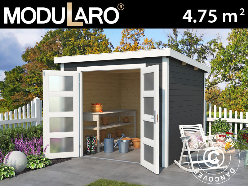 Redskabsskur i træ Torrent 2,5x2x2,11m, 28mm, 4,75m², Mørkegrå