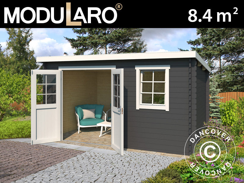 Redskabsskur i træ Asker 3,8x2,3x2,11m, 28mm, 8,4m², Mørkegrå