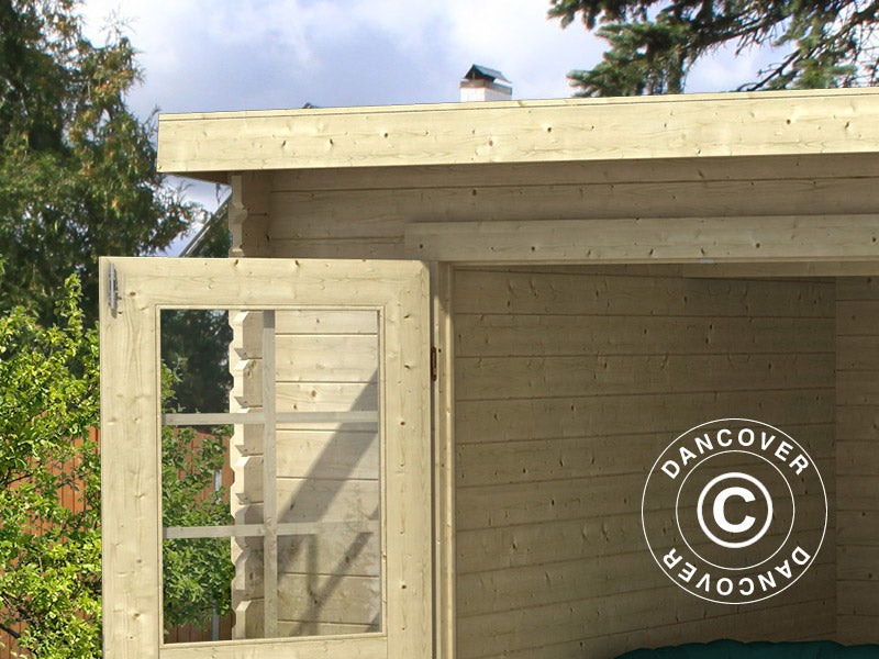 Redskabsskur i træ Asker 3,8x2,75x2,11m, 28mm, 10,09m², Natur