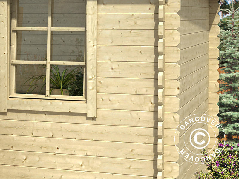 Redskabsskur i træ Asker 3,8x2,75x2,11m, 28mm, 10,09m², Natur