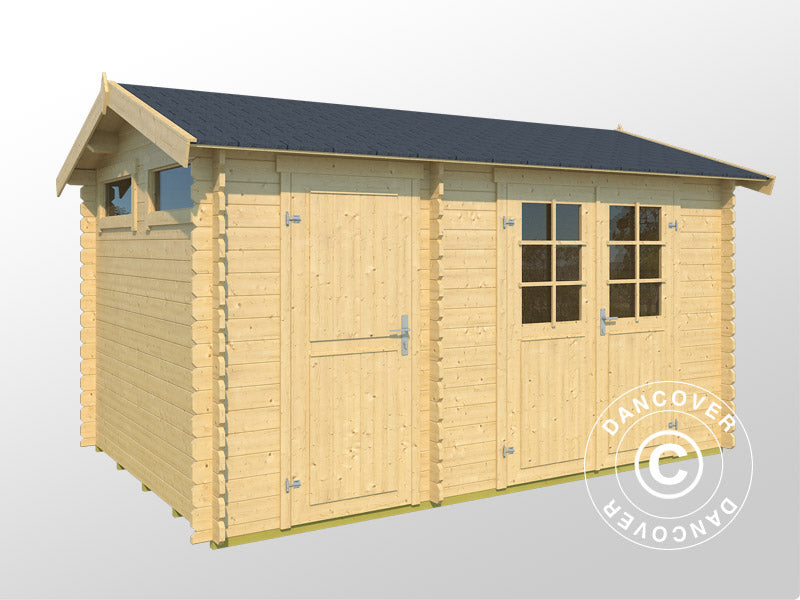 Redskabsskur i træ Narva 3,8x2,5x2,39m, 28mm, 9,3m², Natur