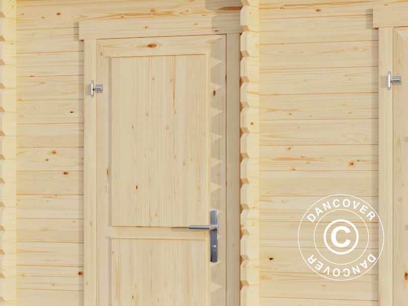 Redskabsskur i træ, anneks Riga 4,25x2,8x2,22m, 34mm, 11,3m², Natur