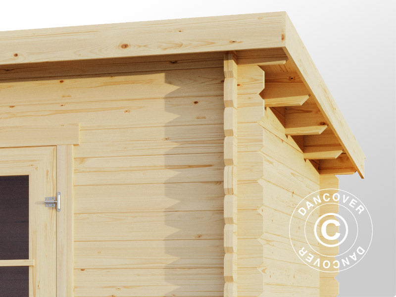 Redskabsskur i træ, anneks Riga 4,25x2,8x2,22m, 34mm, 11,3m², Natur