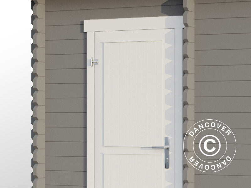 Redskabsskur i træ, anneks Riga 4,25x2,8x2,22m, 34mm, 11,3m², Lysegrå