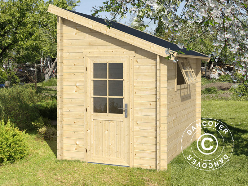 Vægskur i træ Vanda 1,8x2,75x2,68m, 28mm, 4,7m², Natur