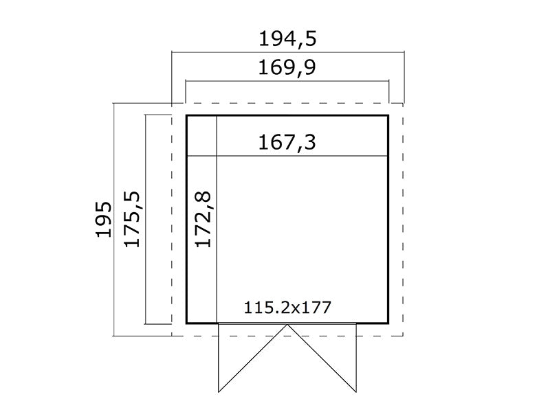 Redskabsskur i træ Heinola 1,7x1,76x2,13m, 13mm, 2,99m², Natur