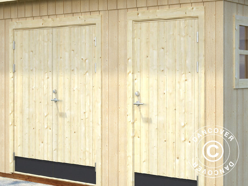 Redskabsskur i træ m/gulv, 3,44x2,21x2,49m, 6,6m², Natur