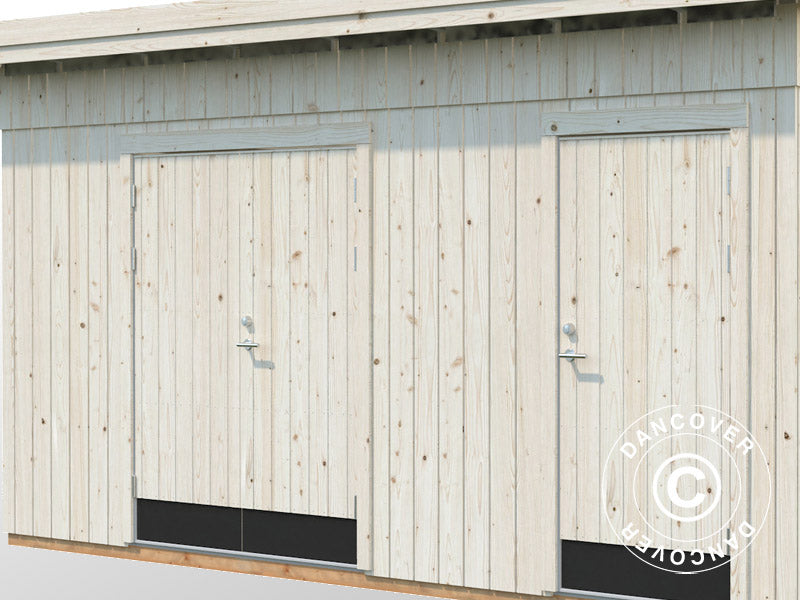 Redskabsskur i træ m/gulv, 4,52x3,3x2,59m, 13,5m², Natur