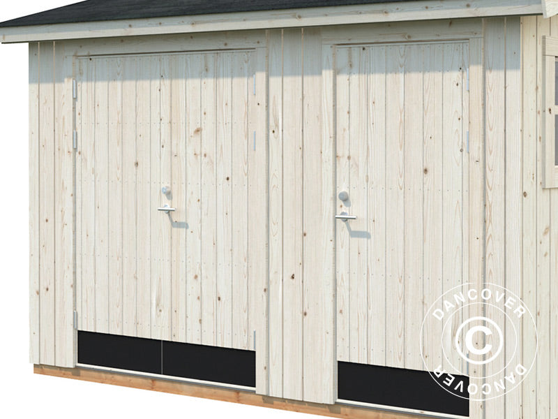 Redskabsskur i træ m/gulv, 3,44x2,21x2,47m, 6,6m², Natur