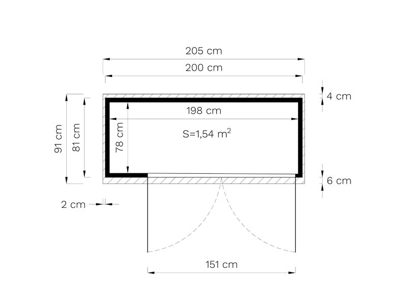Redskabsskur, cykelskur i træ, Bertilo Multibox3, 2x0,82x1,63m, 1,6m²