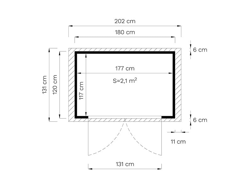 Redskabsskur i træ, Bertilo Sylt 1, 1,8x1,2x2,25m, 2,16m²