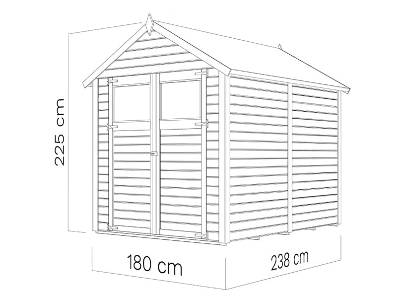 Redskabsskur i træ, Bertilo Sylt 3, 1,8x2,38x2,25m, 4,28m²
