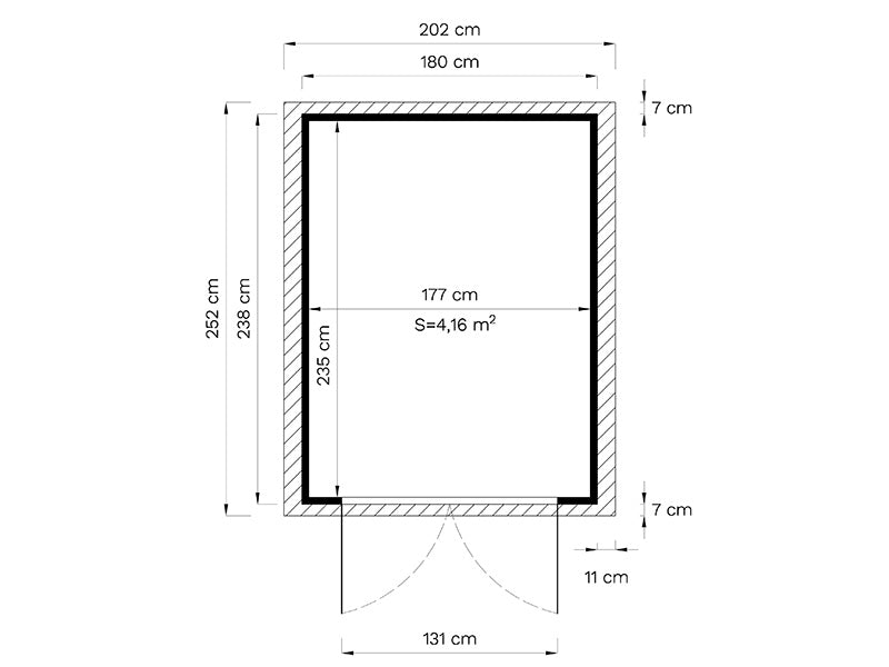 Redskabsskur i træ, Bertilo Sylt 3, 1,8x2,38x2,25m, 4,28m²