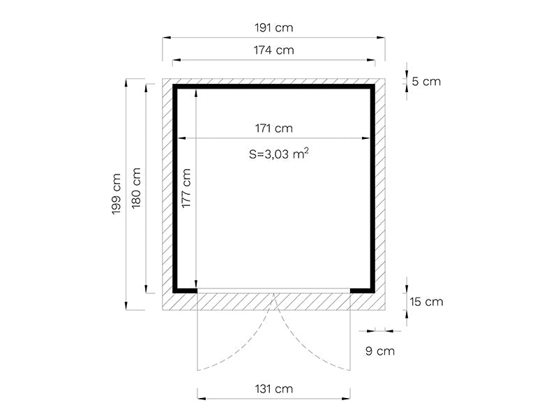 Redskabsskur i træ, Bertilo Amrum 2, 1,74x1,8x2,1m, 3,13m²