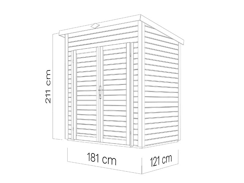 Redskabsskur i træ, Bertilo Timmo 1, 1,81x1,21x2,11m, 2,19m², Antracit