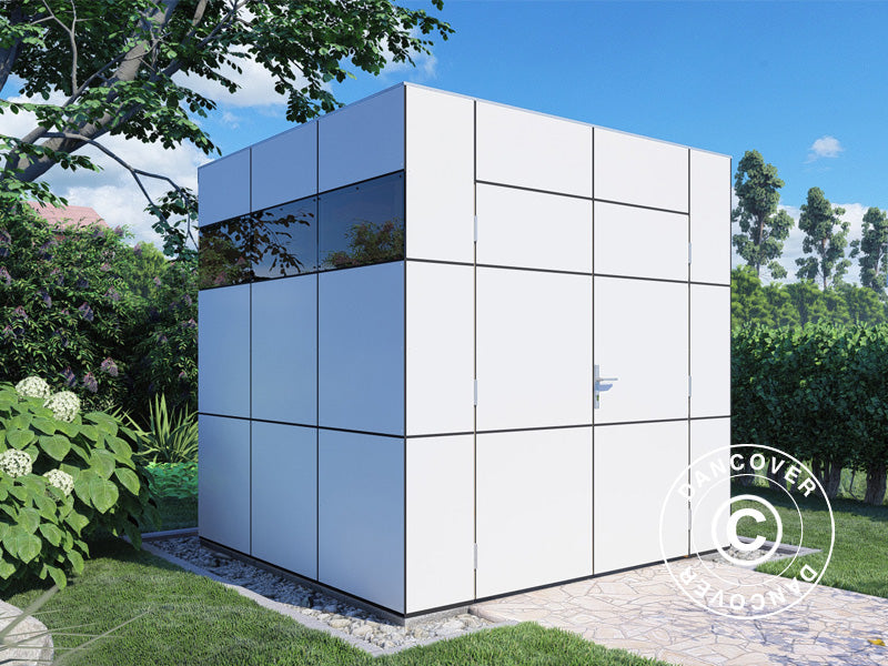 Redskabsskur i træ, Bertilo HPL 1, 2,3x2,28x2,3m, 5,24m², Antracit/Hvid