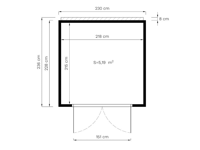 Redskabsskur i træ, Bertilo HPL 1, 2,3x2,28x2,3m, 5,24m², Antracit/Hvid