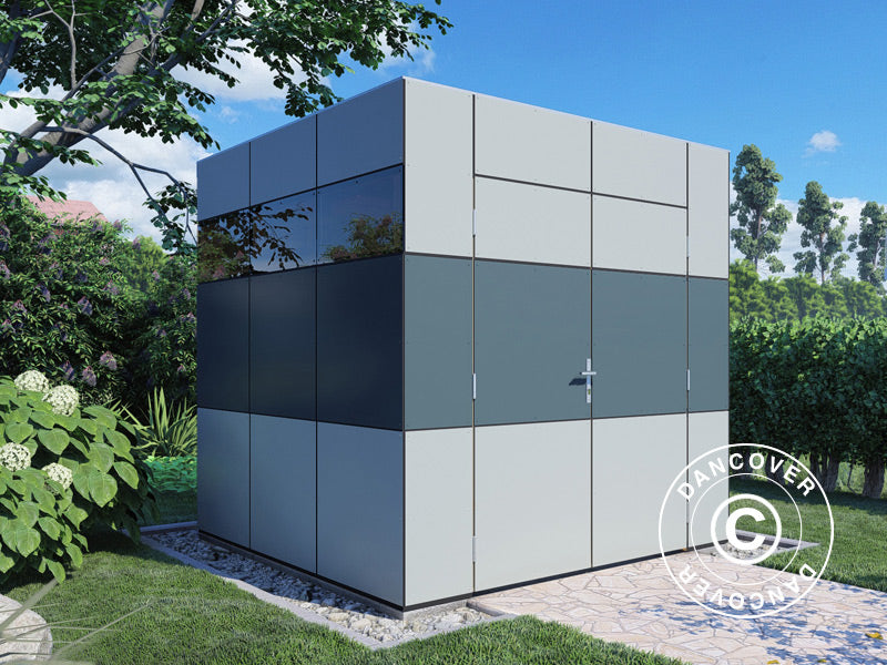 Redskabsskur i træ, Bertilo HPL 1, 2,3x2,28x2,3m, 5,24m², Antracit/Grå