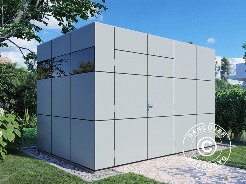 Redskabsskur i træ, Bertilo HPL 2, 3,45x2,28x2,3m, 7,86m², Antracit/Grå