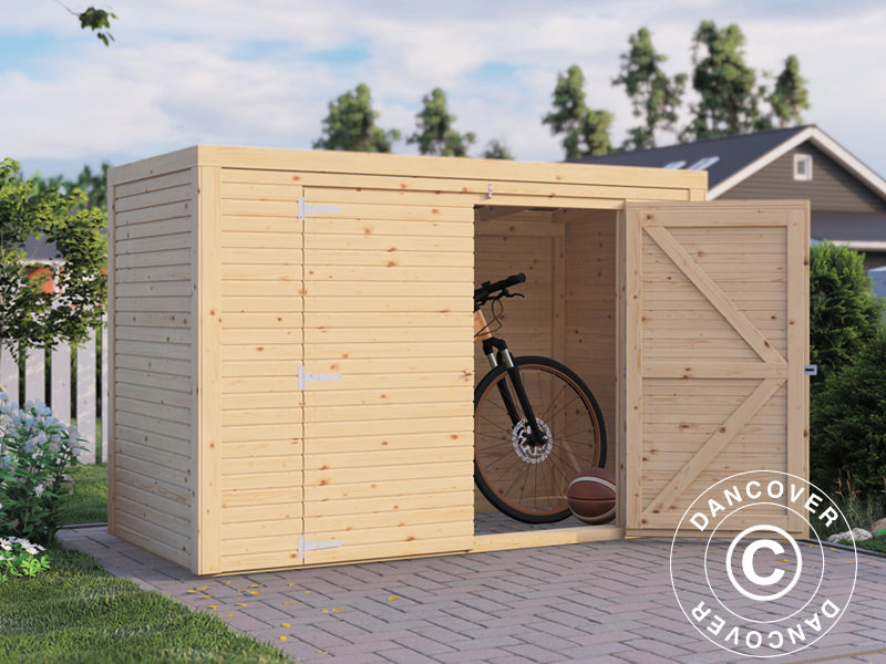 Redskabsskur, cykelskur i træ, Bertilo Box Bike, 2,07x1,03x1,43m, 2,1m², Natur