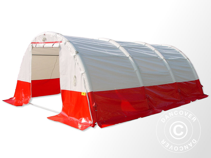 Oppusteligt buet akutberedskabstelt FleXshelter PRO, 6x6m, Hvid/Rød