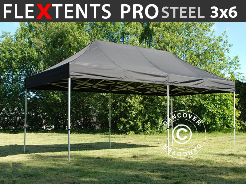 Foldetelt FleXtents PRO Steel 3x6m Sort