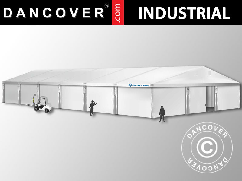 Professionel telthal Alu 15x30x6,53m m/skydeport, PVC, Hvid